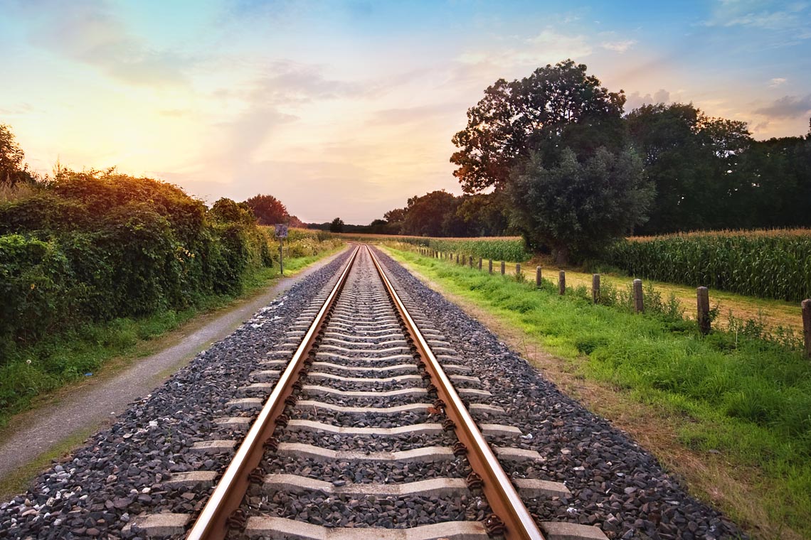 Railway track disappearing into the distance