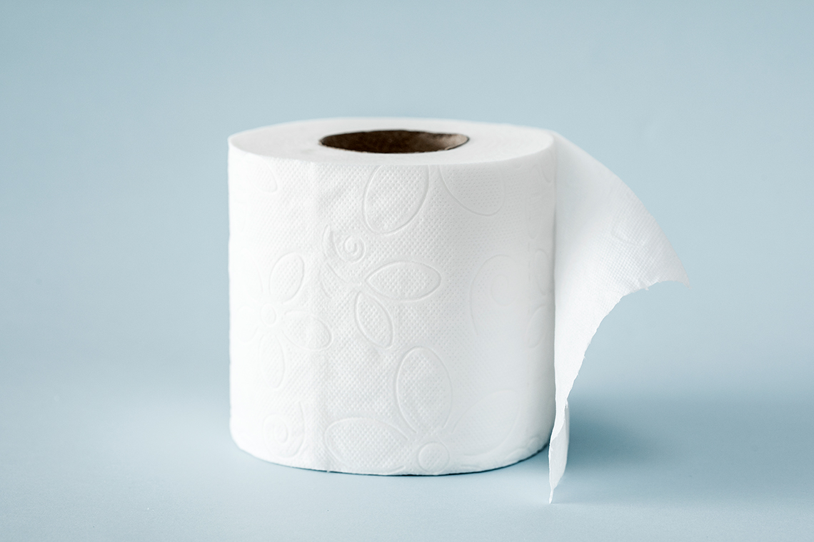 A roll of toilet paper