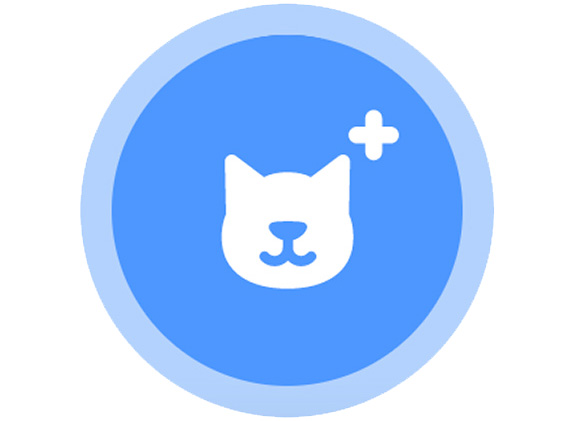 A circle icon with a cat and a plus sign