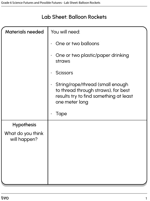 Lab Sheet: Balloon Rockets