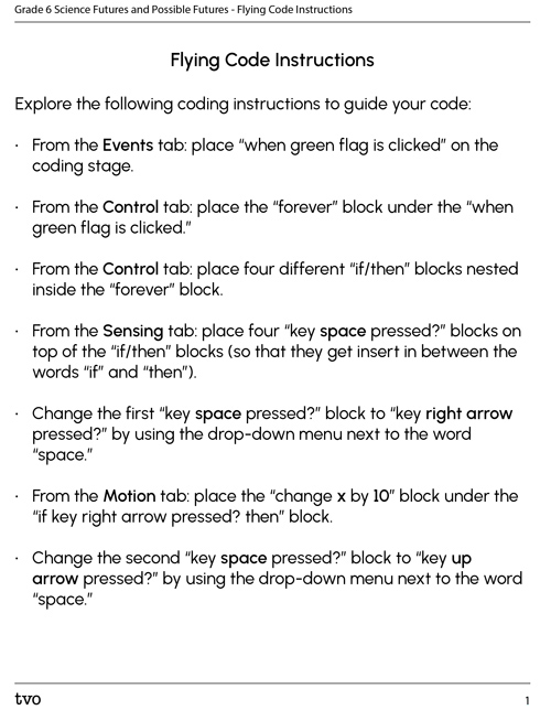 Flying Code Instructions