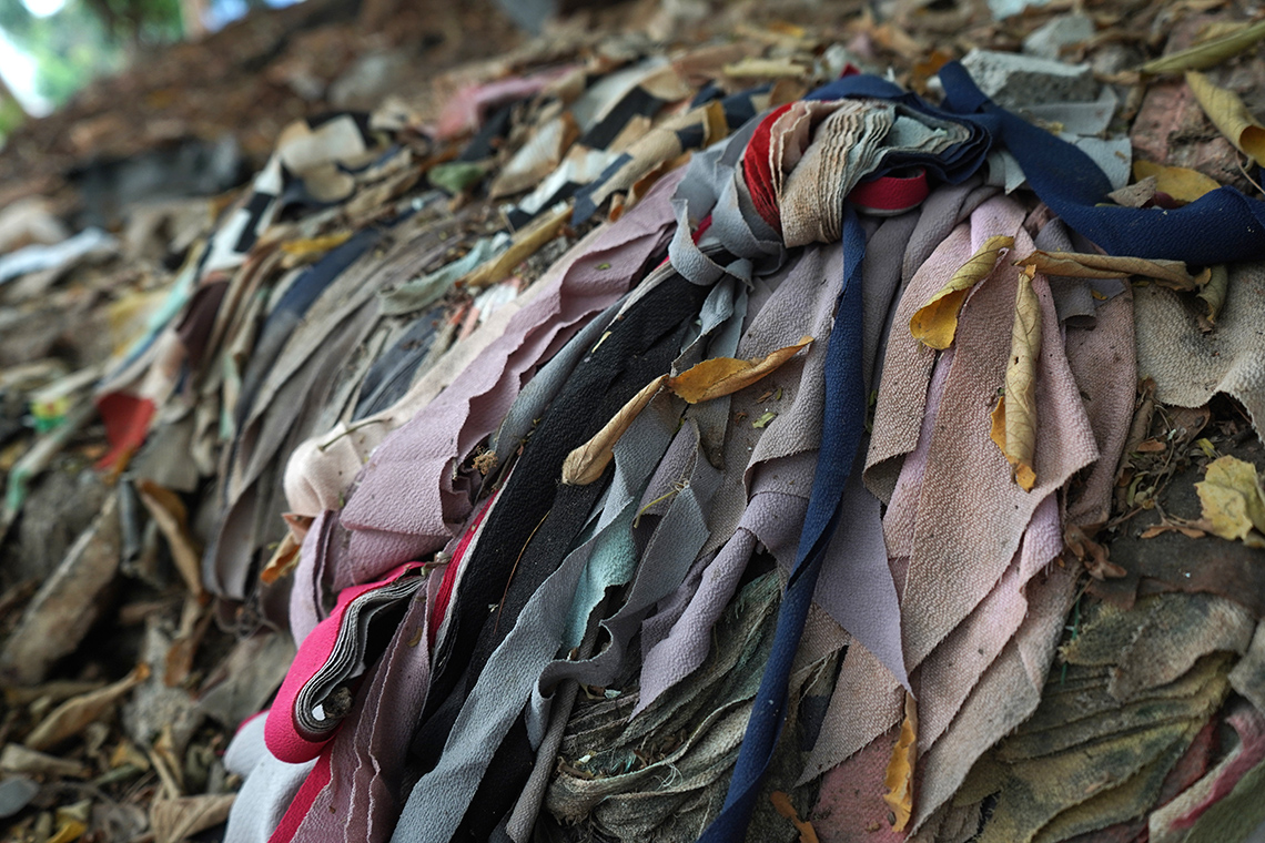 A pile of dirty pieces of fabric.