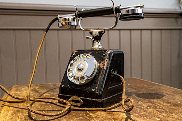 A rotary phone.