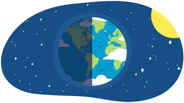 Earth completing one full spin.