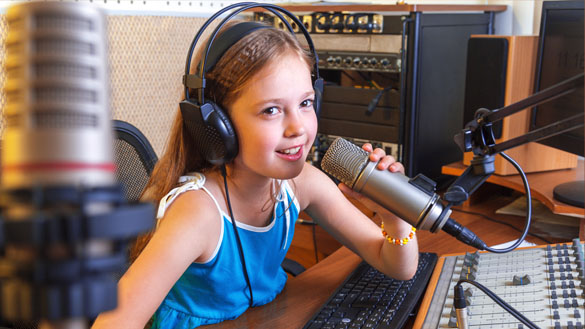 A learner recording an audio message.
