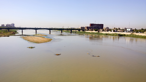 A body of water affected by drought. 