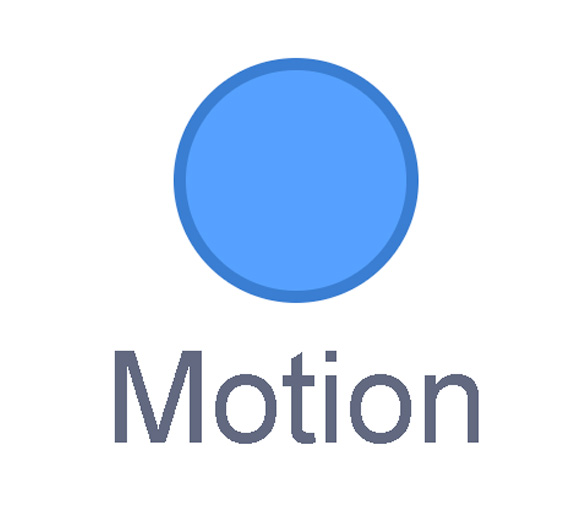A round dot labelled ‘Motion’.