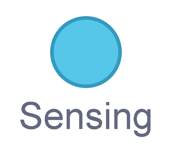 A round dot labelled ‘Sensing’.