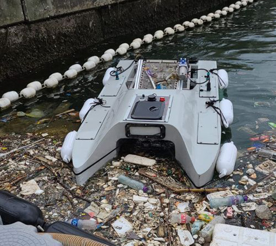 Clearbot Neo cleaning up waterways.