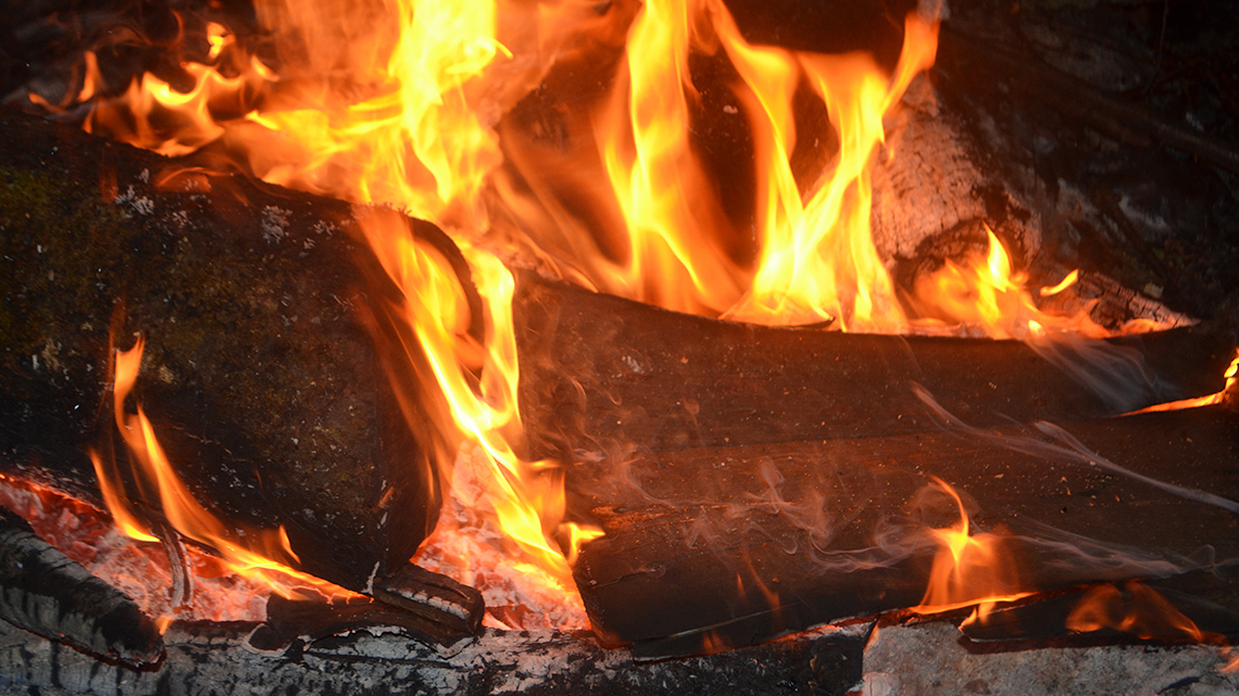 The flames of a fire.