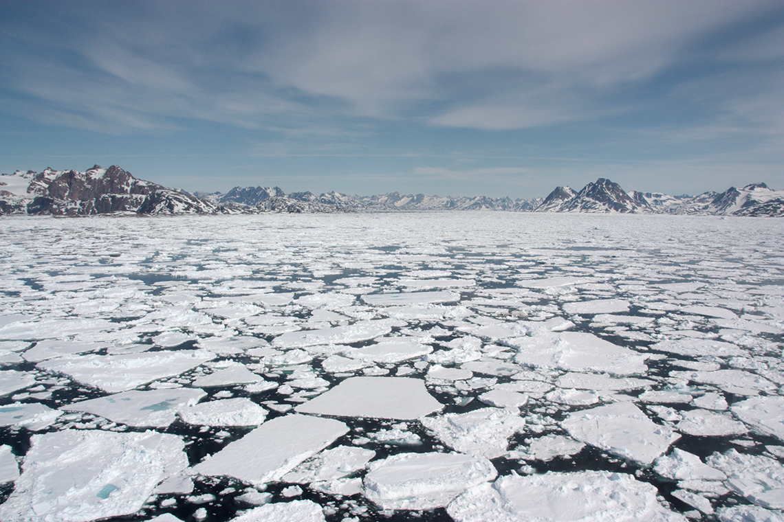 Sheets of ice breaking apart.