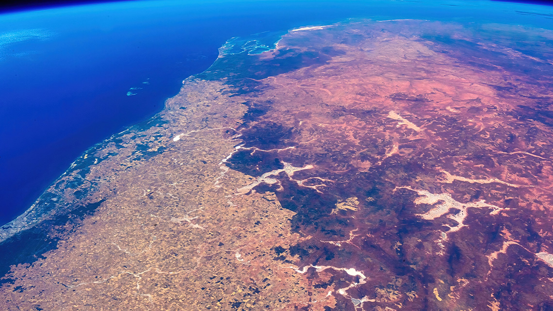An image of the earth from outer space.