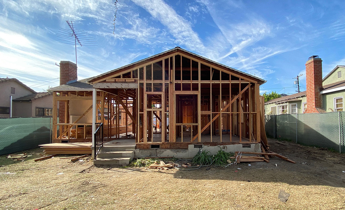 The frame of a house.