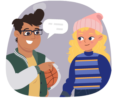 Two people talking.