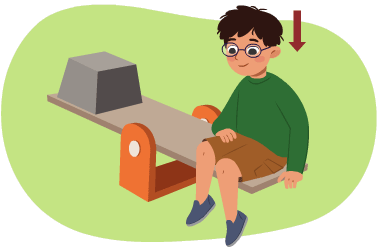 A learner moving up and down while sitting on a lever.