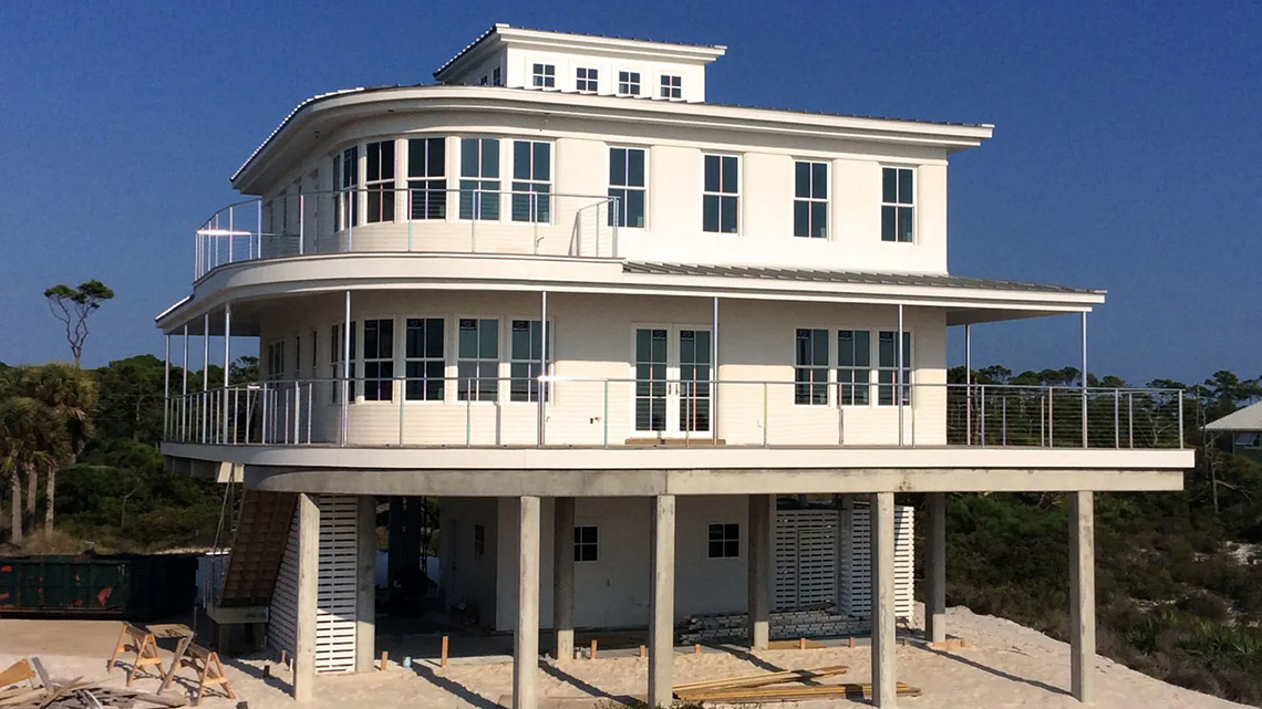 Hurricane Home A multi-storey house built high off the ground.