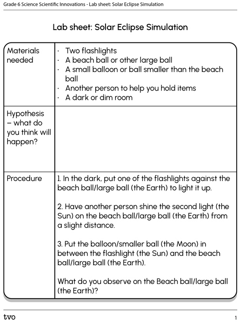 Lab sheet: Solar Eclipse Simulation