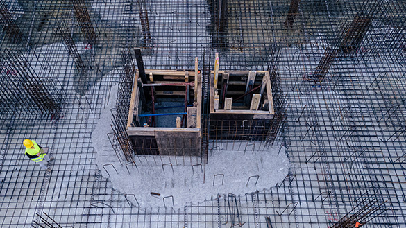 The foundation of a building.