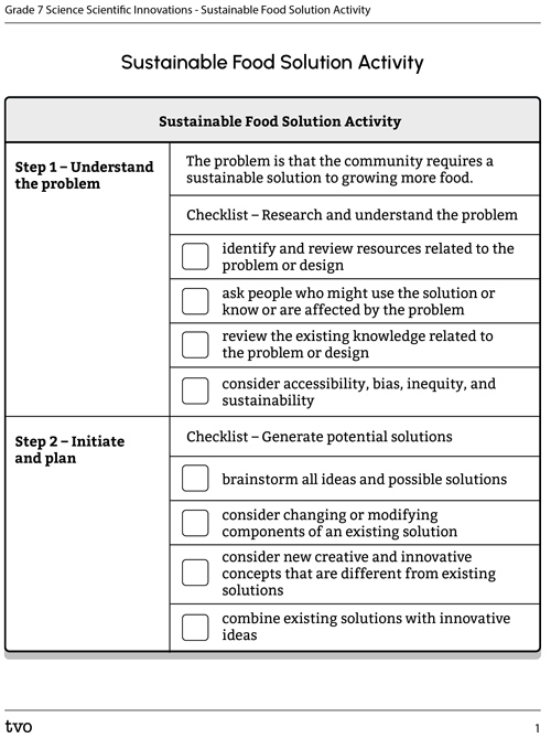 Sustainable Food Solution Activity