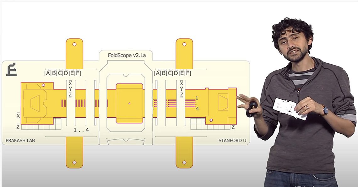 Manu Prakash discussing their Origami Microscope.