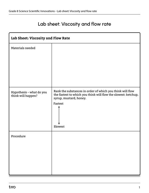 Lab sheet: Viscosity
and flow rate