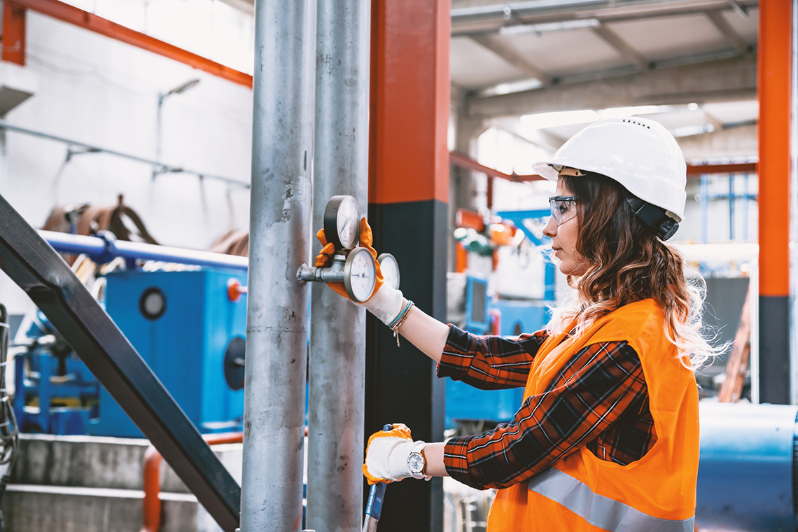 A mechanical engineer in a factory