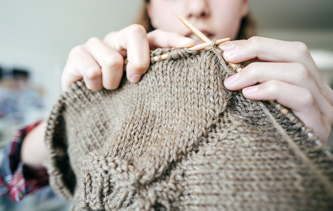 Person knitting