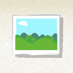 New background button, with a grassy landscape and a clear sky.