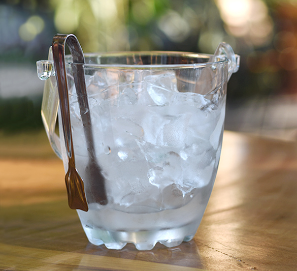 A glass full of ice.