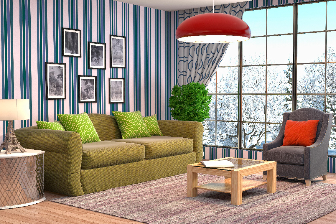 A coffee table in a living room.