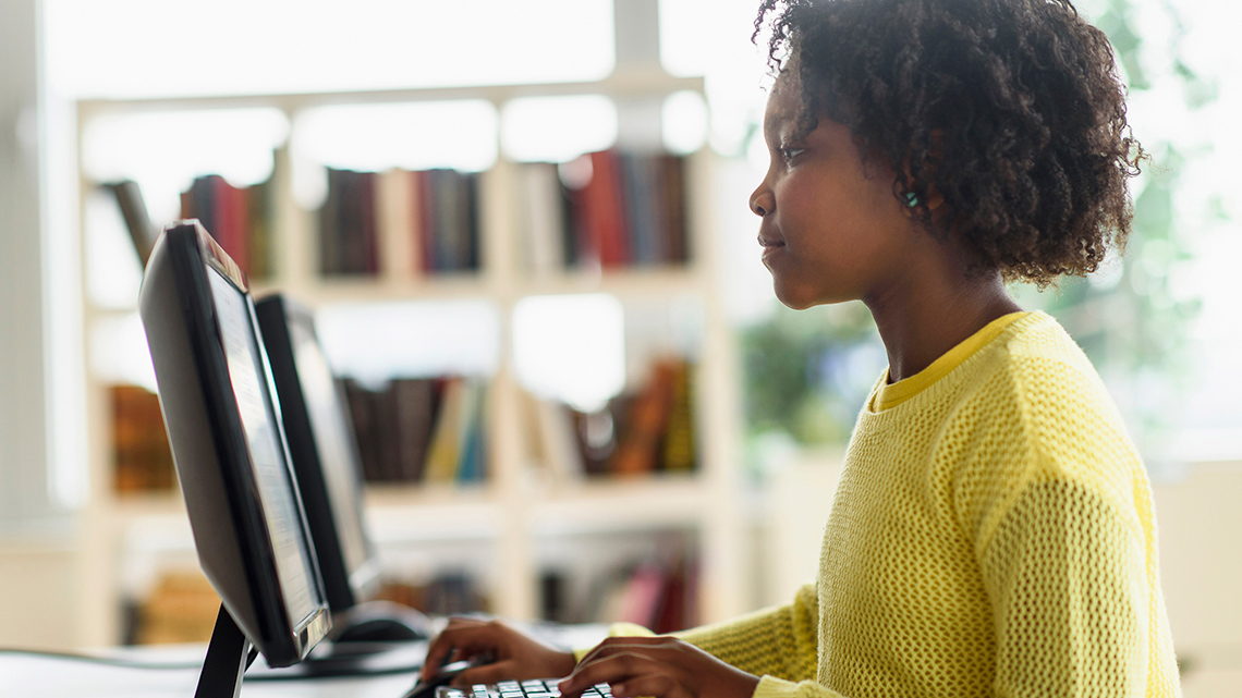 A child using a computer.