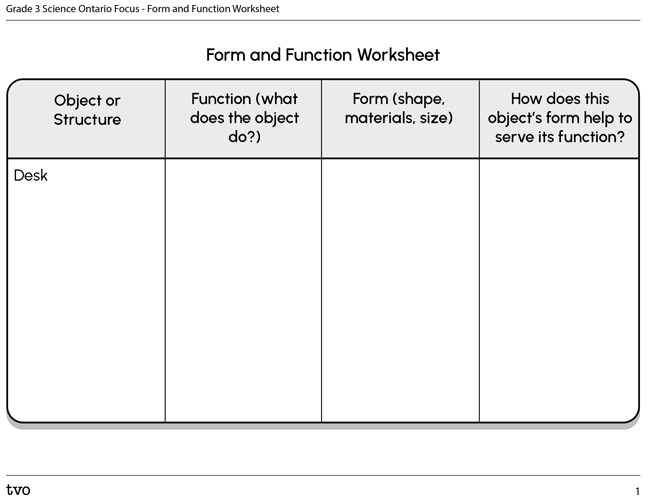 Form and Function Worksheet