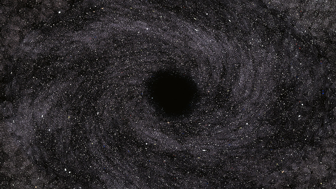 A black hole in space.