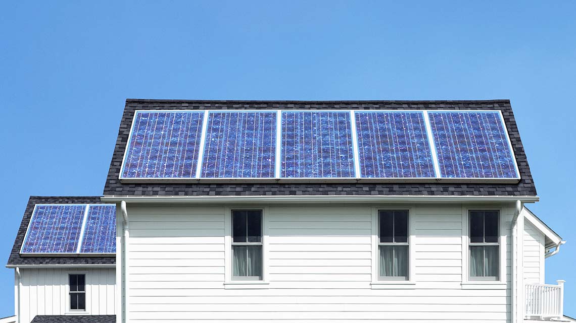 Solar panels on a roof.