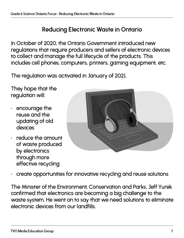 Reducing Electronic Waste in Ontario