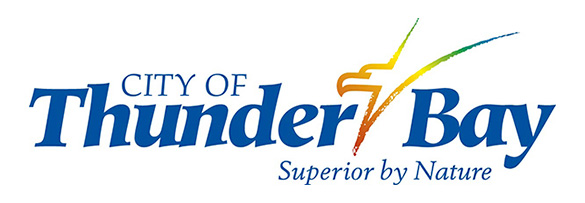 The words City of Thunder Bay. After the word thunder is an outline of an eagle. Under the words Thunder Bay are the words “Superior by Nature”
