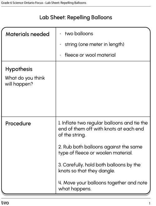 Lab Sheet: Repelling Balloons
