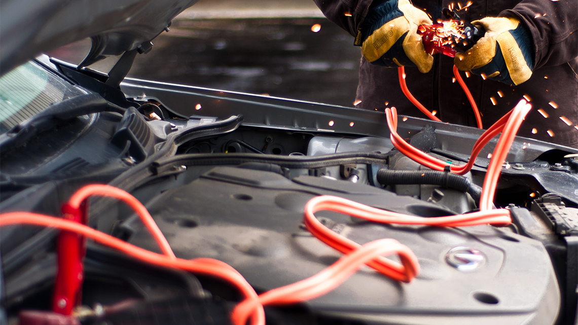 Car cables connected with electric cables.