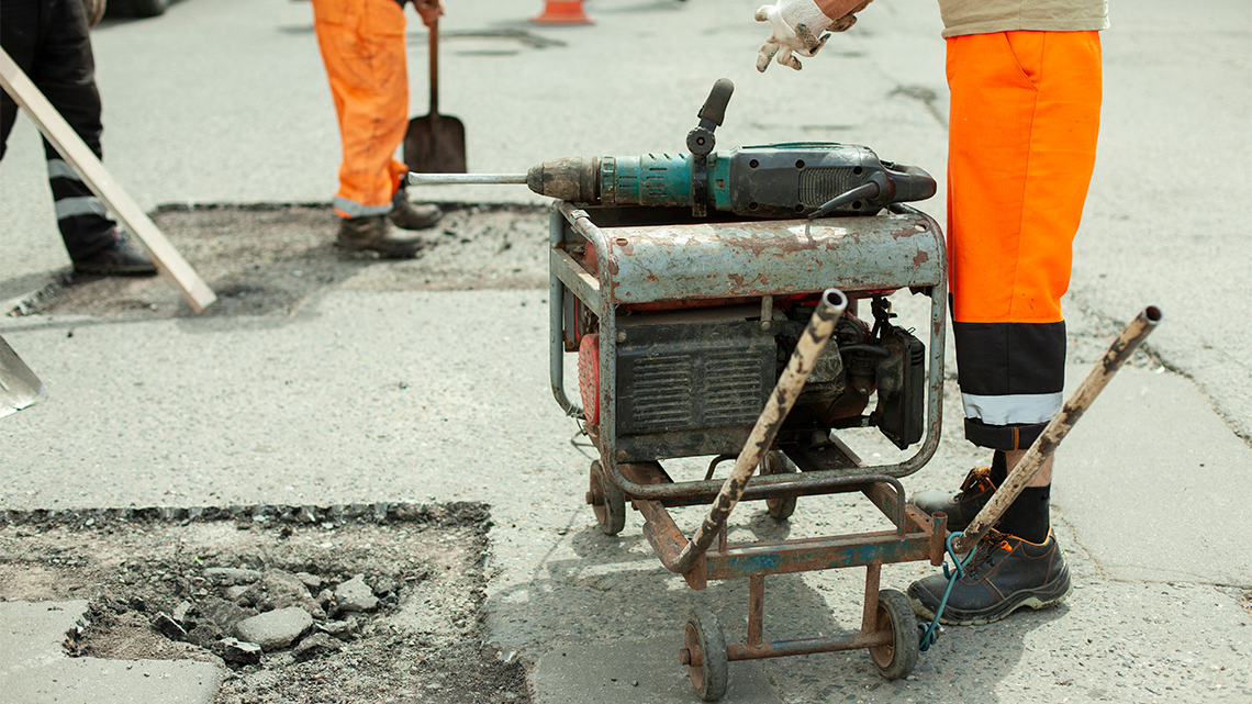 Portable generators at a construction site to power tools and equipment. 