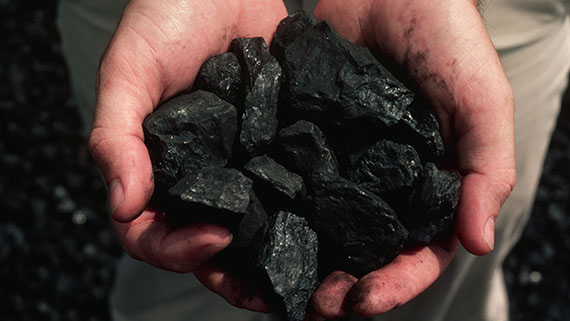 Coal A person holding coal.