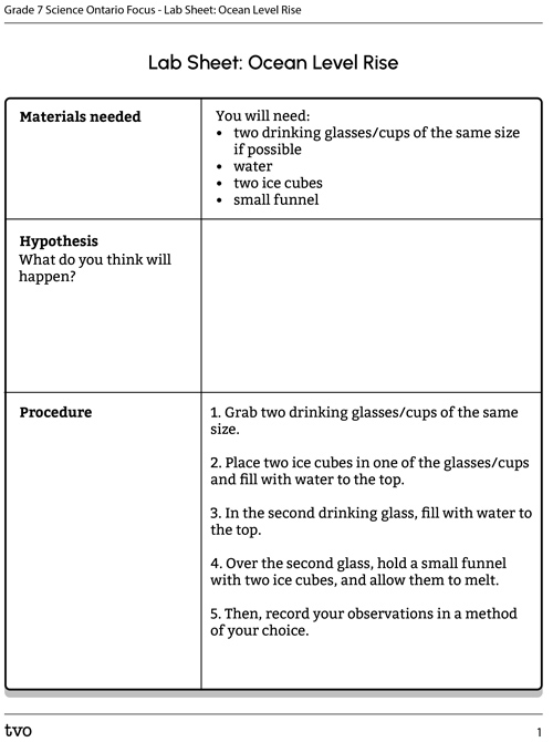 Lab Sheet: Ocean Level Rise