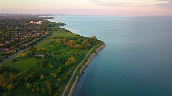 Lake Ontario with Ajax along the coast.