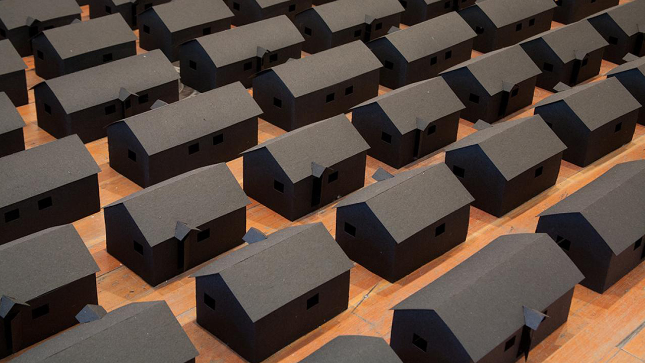 A bird’s eye view of  many houses.