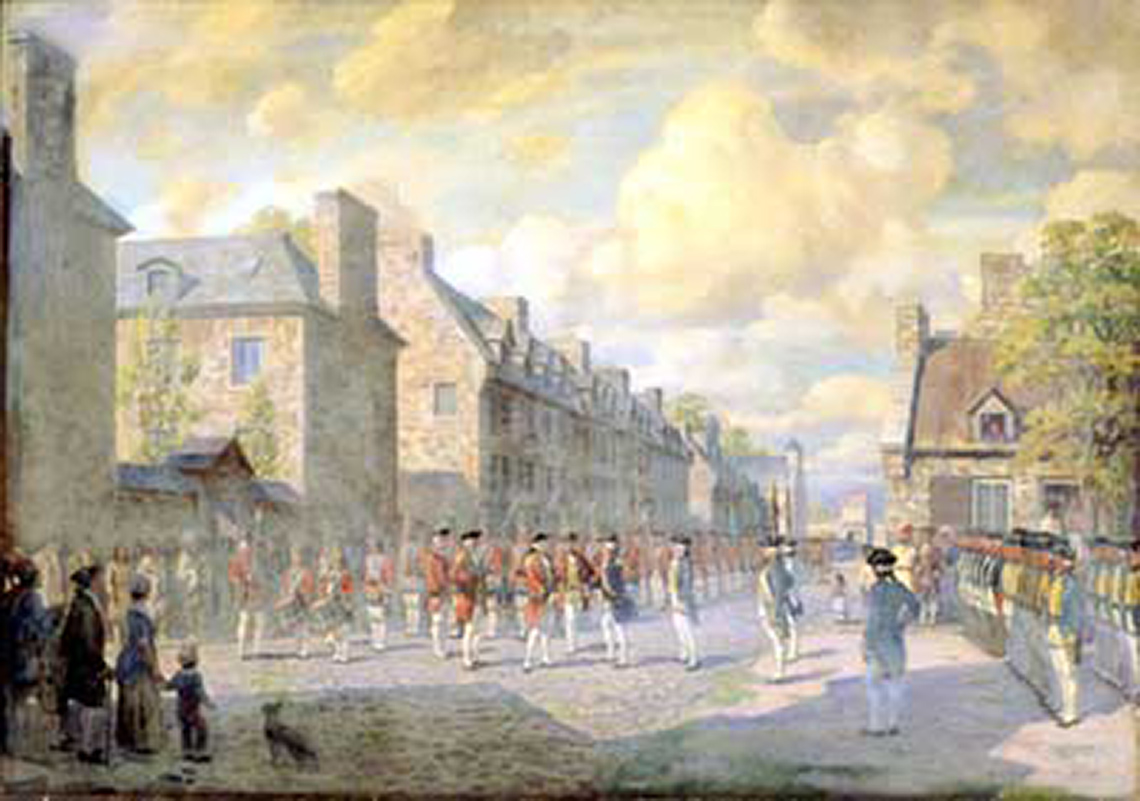 British and French troops in Quebec City