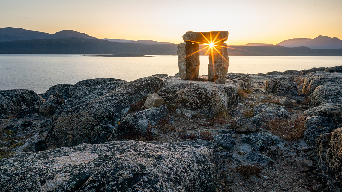 A sunset on the fjord of Qikiqtarjuaq, Broughton Island, Nunavut.