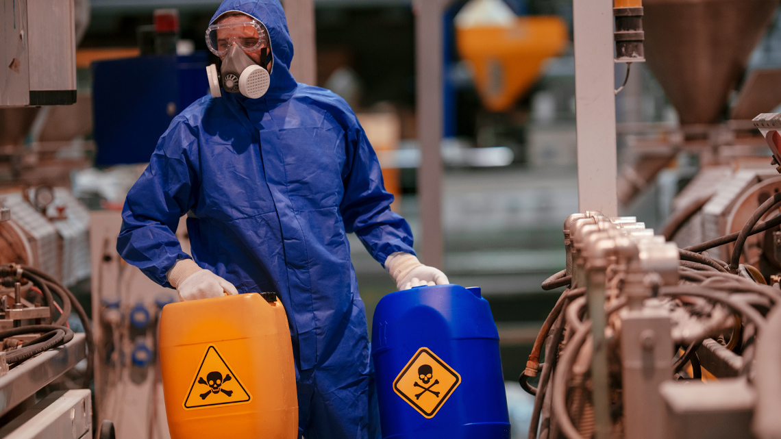 A person carrying Hazardous Materials.