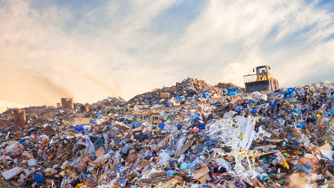 Large hills made up of various types of garbage.